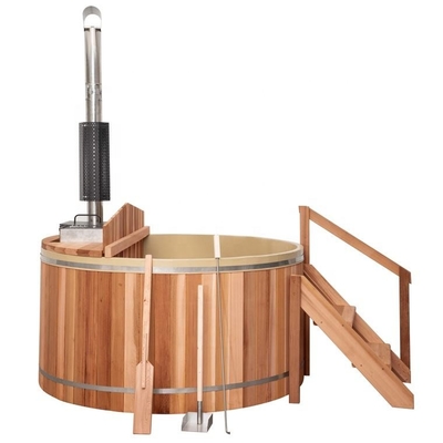 Ruang Sauna Uap Bak Kayu Cedar Dengan Kompor Pembakaran Kayu