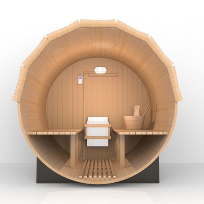 Pemanas Uap Tradisional Ruang Sauna Barel Kayu Luar Ruangan Dengan Teras
