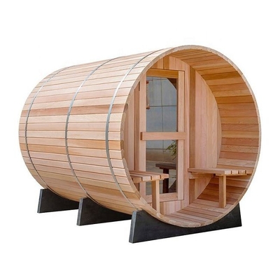 Pemanas Uap Tradisional Ruang Sauna Barel Kayu Luar Ruangan Dengan Teras