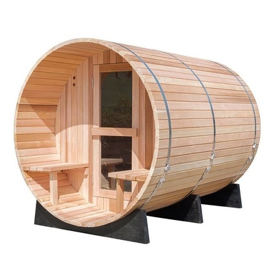 Pemanas Uap Tradisional Ruang Sauna Barel Kayu Luar Ruangan Dengan Teras
