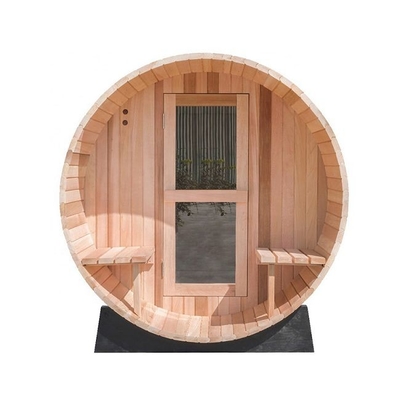 Pemanas Uap Tradisional Ruang Sauna Barel Kayu Luar Ruangan Dengan Teras