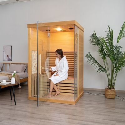 Pemanas Kompor Listrik Hemlock Kayu Dalam Ruangan Ruang Sauna Uap 2 Orang
