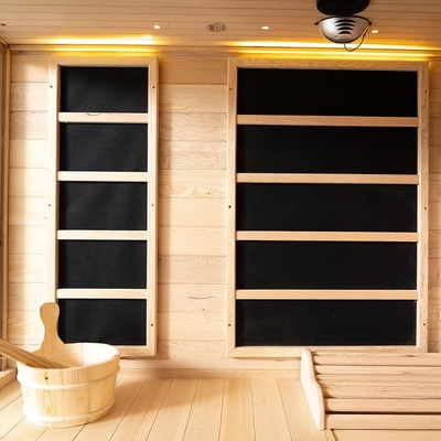 Kayu Solid Hemlock Indoor Kombinasi Inframerah Sauna Uap 4 Orang