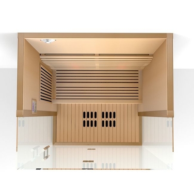 Spektrum Penuh Dan Pemanas Karbon Kayu Solid Sauna Inframerah 2 Orang Untuk Rumah