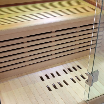 Spektrum Penuh Dan Pemanas Karbon Kayu Solid Sauna Inframerah 2 Orang Untuk Rumah
