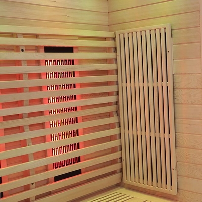 Spektrum Penuh Dan Pemanas Karbon Kayu Solid Sauna Inframerah 2 Orang Untuk Rumah