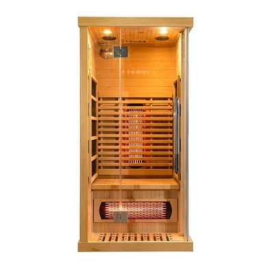 Mewah Kayu Solid Canadian Hemlock 1 Orang Rumah Inframerah Sauna Kayu Kecil