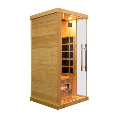 Mewah Kayu Solid Canadian Hemlock 1 Orang Rumah Inframerah Sauna Kayu Kecil