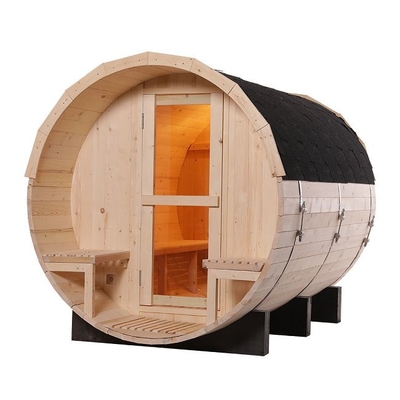 Sauna Barel Uap Tradisional Kayu Solid Besar Dengan Kompor 6KW