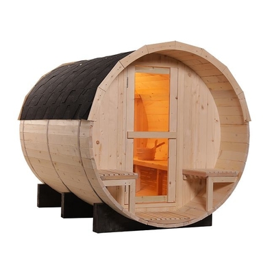 Sauna Barel Uap Tradisional Kayu Solid Besar Dengan Kompor 6KW
