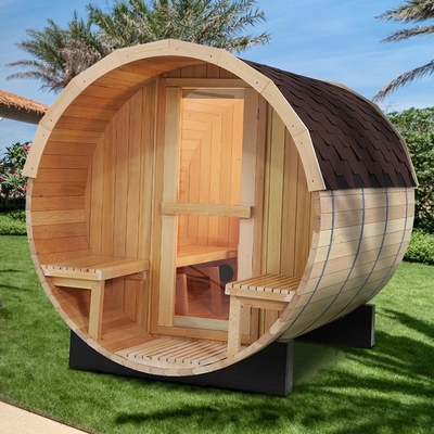 Sauna Barel Uap Tradisional Kayu Solid Besar Dengan Kompor 6KW