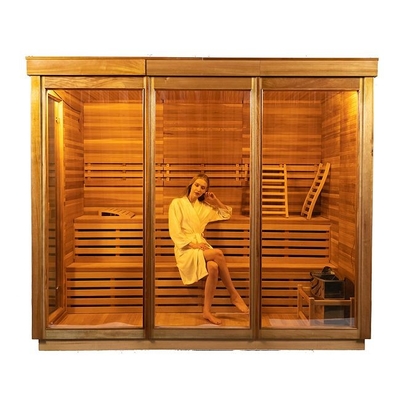 OEM &amp; ODM Sauna Kering Luar Kayu Dengan Kompor Listrik 9KW