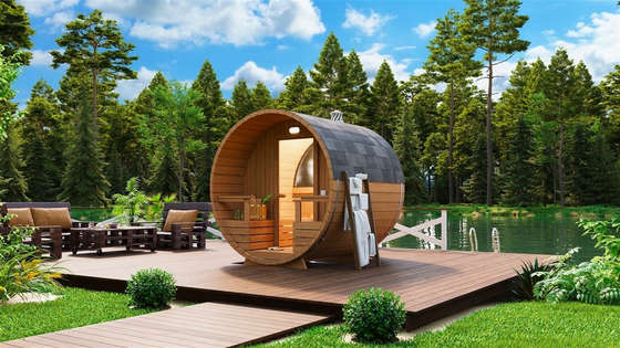 Sauna Barel Kayu Kapasitas 2 - 8 Orang Dengan / Tanpa Opsi Serambi
