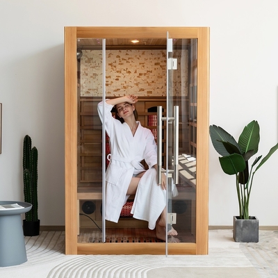 Pemasok Pabrik Mewah Bersantai Kayu Ruang Sauna Inframerah Jauh Untuk 2 Orang
