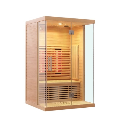 Spektrum Penuh Dan Panel Karbon Hemlock Ruang Sauna Inframerah Jauh Ukuran 2 Orang
