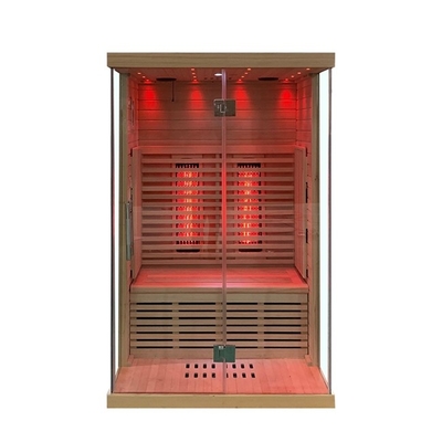 Spektrum Penuh Dan Panel Karbon Hemlock Ruang Sauna Inframerah Jauh Ukuran 2 Orang