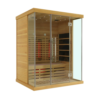 Pemanas Panel Karbon EMF Mewah Sauna Inframerah Spektrum Penuh Untuk 3 Orang Rumah Komersial