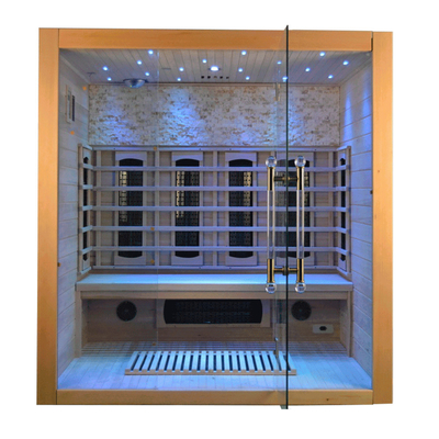 4 Orang Ruang Sauna Kayu Mewah Hemlock Sauna Inframerah Kayu Cedar Merah Dalam Ruangan