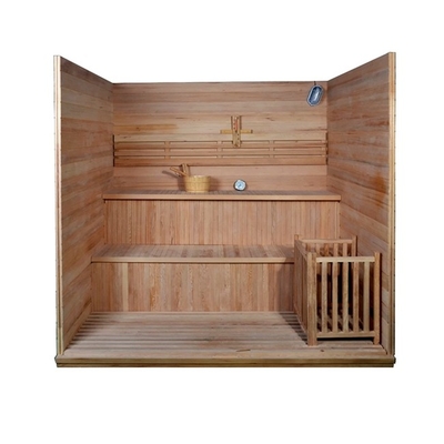 Ruang Sauna Uap Tradisional Dalam Ruangan Kayu Solid 4 Orang Digunakan Di Rumah Dengan Pemanas Kompor 6kw
