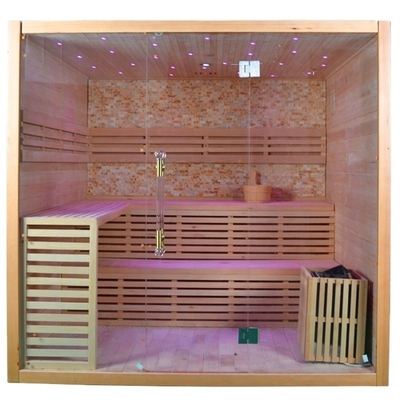 Kayu Solid Canadian Hemlock Dry Steam Sauna Room 4 Orang Penggunaan Dalam Ruangan
