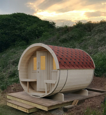 Kayu padat Hemlock Cedar Outdoor Barrel Sauna Uap basah Ruang sauna tradisional