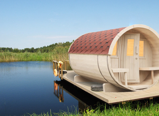 Kayu padat Hemlock Cedar Outdoor Barrel Sauna Uap basah Ruang sauna tradisional