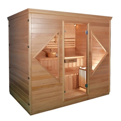 Pintu kayu pegangan ruang sauna uap tradisional untuk 4 orang di dalam ruangan