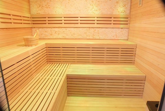 Kamar Sauna Tradisional Kompor Uap Premium Hemlock Kabin Sauna Uap Kering Indoor