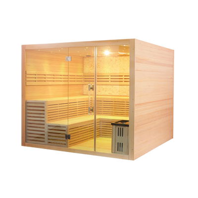 Kamar Sauna Tradisional Kompor Uap Premium Hemlock Kabin Sauna Uap Kering Indoor