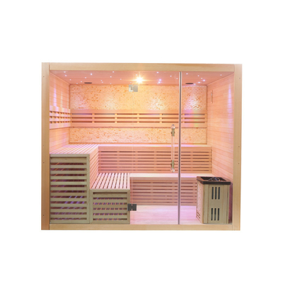 Kamar Sauna Tradisional Kompor Uap Premium Hemlock Kabin Sauna Uap Kering Indoor