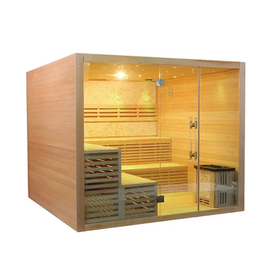 Kamar Sauna Tradisional Kompor Uap Premium Hemlock Kabin Sauna Uap Kering Indoor