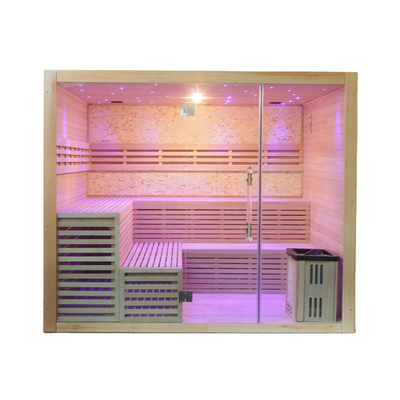 Kamar Sauna Tradisional Kompor Uap Premium Hemlock Kabin Sauna Uap Kering Indoor