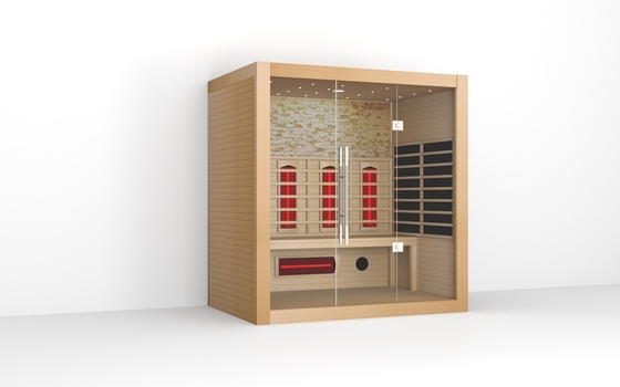 Kayu padat 4 Orang Ruang Sauna InfraMerah Sauna Kayu Kering InfraMerah