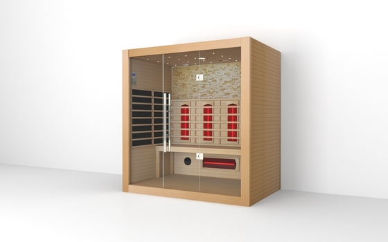 Kayu padat 4 Orang Ruang Sauna InfraMerah Sauna Kayu Kering InfraMerah