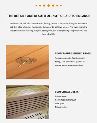 Pemanas Serat Karbon Hemlock Sauna Far Infrared Sauna 2 Orang Ukuran Ruang Sauna