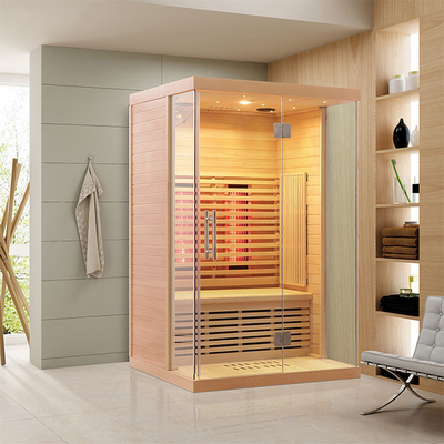 Pemanas Serat Karbon Hemlock Sauna Far Infrared Sauna 2 Orang Ukuran Ruang Sauna