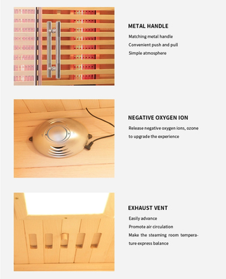 Pemanas Serat Karbon Hemlock Sauna Far Infrared Sauna 2 Orang Ukuran Ruang Sauna