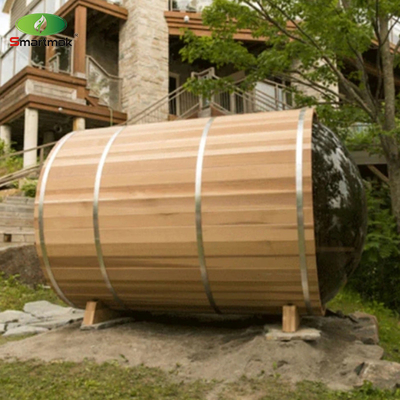 Sauna Panorama Kaca Barel Kayu Luar Ruangan Sauna Uap