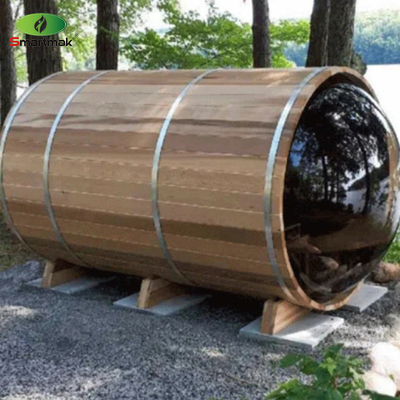 Sauna Panorama Kaca Barel Kayu Luar Ruangan Sauna Uap