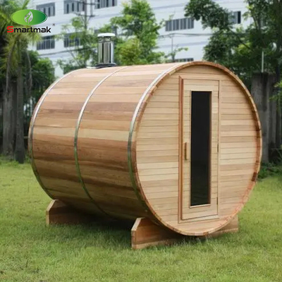 Outdoor Steam Cedar Wood Barrel Sauna Digunakan di Taman Taman Hutan