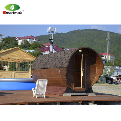 Outdoor Steam Cedar Wood Barrel Sauna Digunakan di Taman Taman Hutan