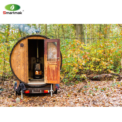 Outdoor Steam Cedar Wood Barrel Sauna Digunakan di Taman Taman Hutan