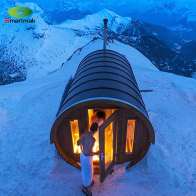 Kanada Cedar / Hemlock Kayu Besar Membakar Sauna Barel Luar Ruang Untuk 6 Orang