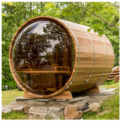 Red Cedar Hemlock Wood Garden Sauna Barel Luar Ruang Dengan Jendela Panorama