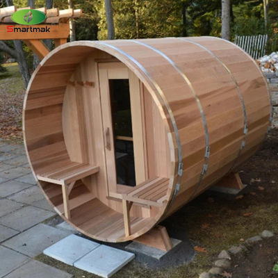 Ruang Sauna Barel Kayu Luar Ruang Sauna Kayu Padat Untuk Penggunaan Taman