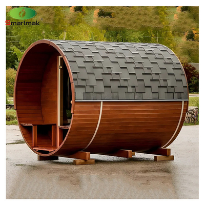 Modern Outdoor Waterproof Solid Wood Sauna 2 - 6 Orang Kompor Pemanas Sauna Barrel