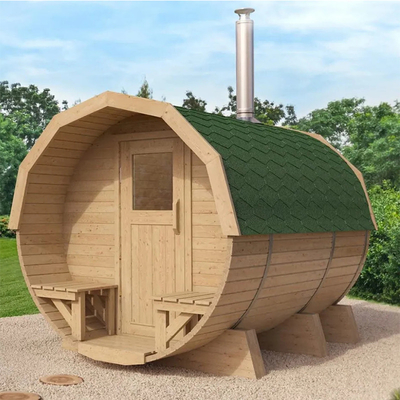 Modern Outdoor Waterproof Solid Wood Sauna 2 - 6 Orang Kompor Pemanas Sauna Barrel