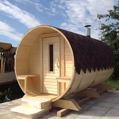 Canadian Wood Hemlock / Red Cedar Barrel Kamar Sauna Tradisional Untuk Luar Ruang