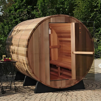 Canadian Wood Hemlock / Red Cedar Barrel Kamar Sauna Tradisional Untuk Luar Ruang