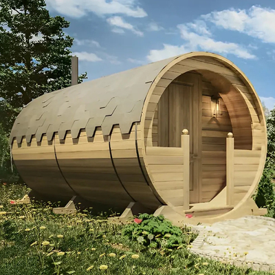Canadian Wood Hemlock / Red Cedar Barrel Kamar Sauna Tradisional Untuk Luar Ruang
